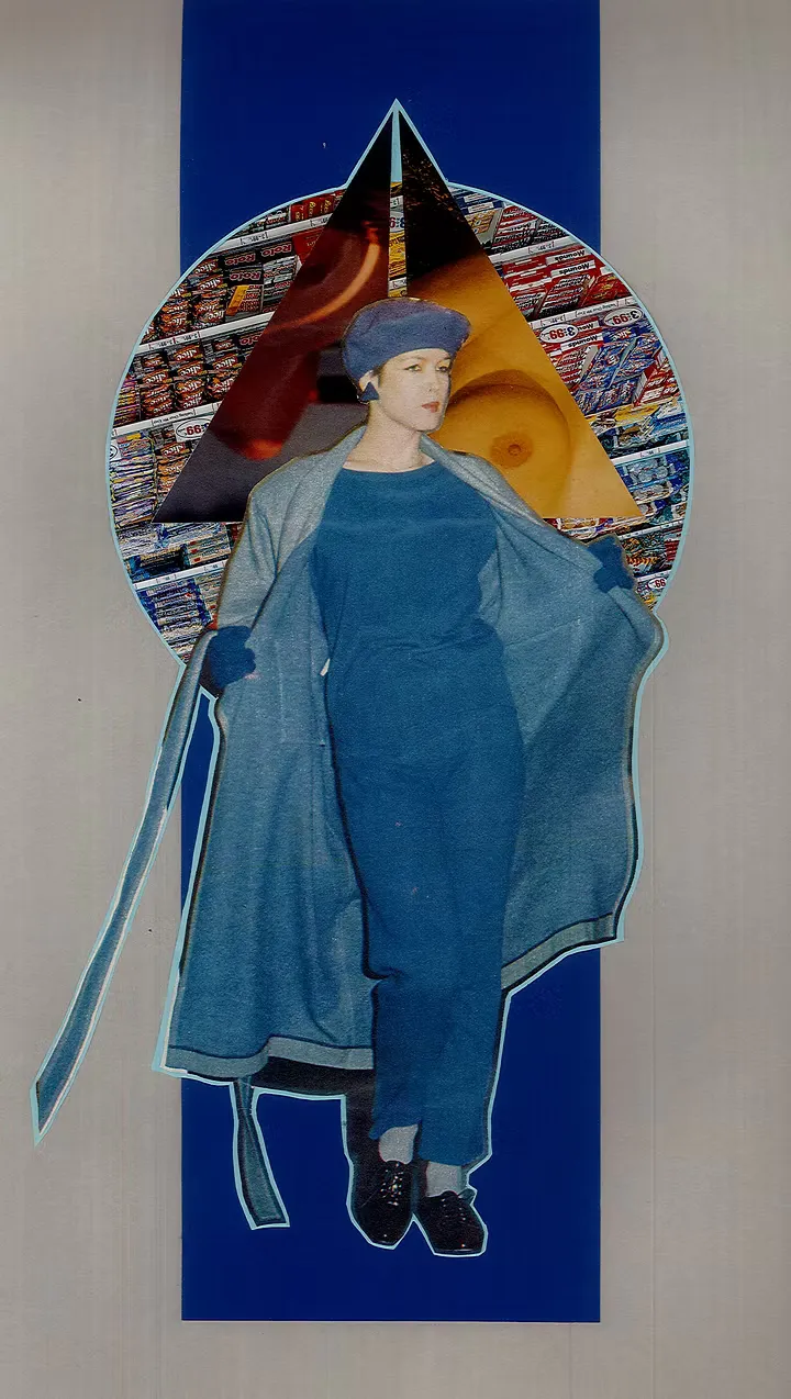 Surreal mixed media collage titled Offer, from The Holy Ground series, examining themes of offering and sacrifice.